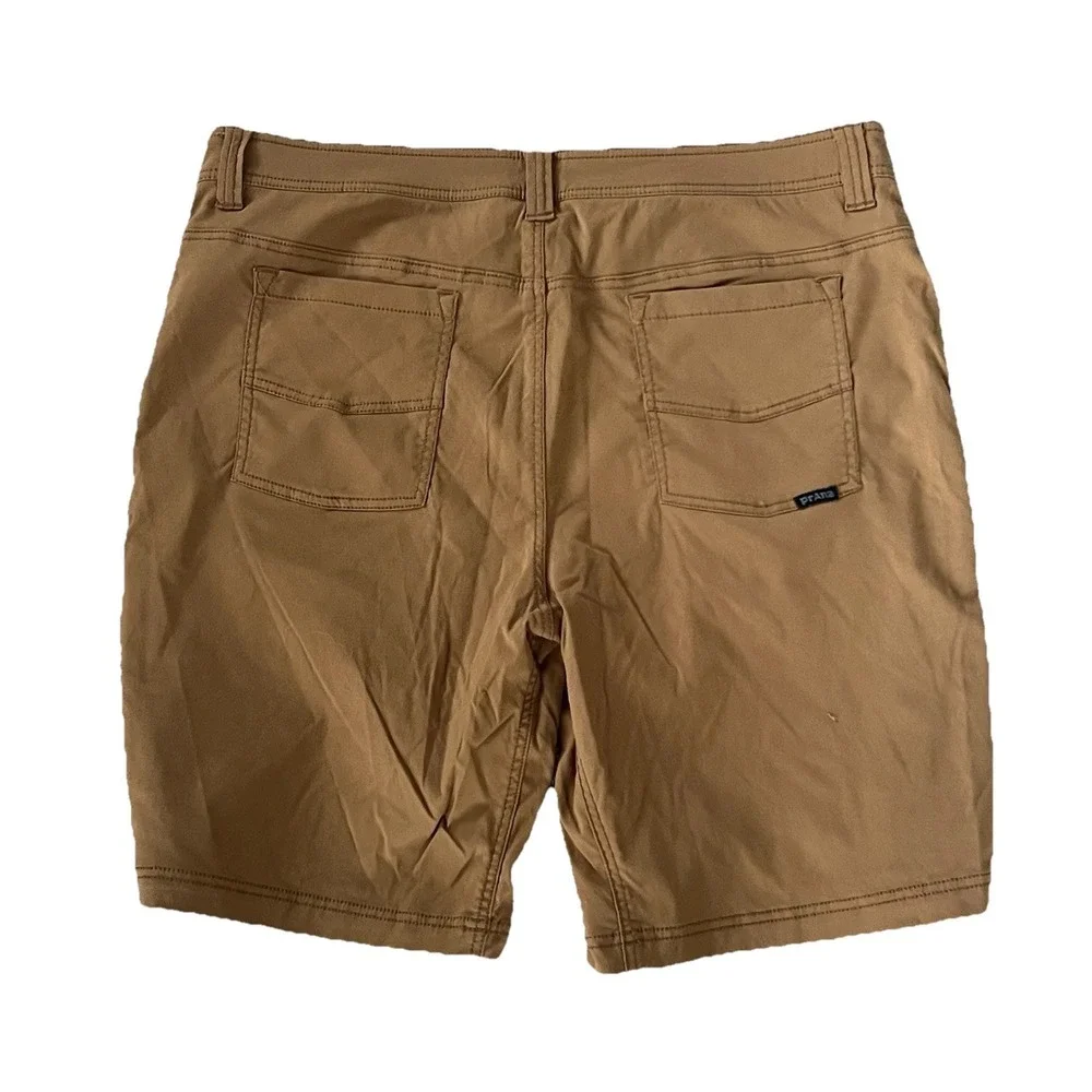 Prana Mens Shorts Brown Stretch Outdoor‎ Casual Flat Front Size 38 Hiking Travel